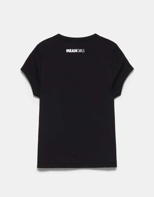 Pull&Bear Mean girls queen bee t-shirt in faded black, 7 of 7