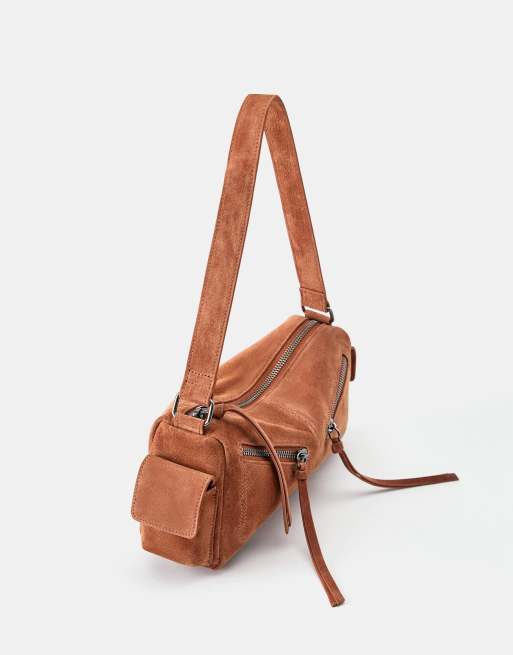 Pull&Bear meervaks leren schoudertas in oranje, 2 van 5