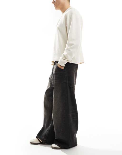 Pull&Bear mega baggy jeans in black | ASOS