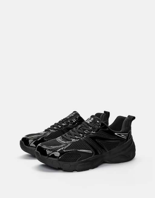 Pull&Bear – Mehrteilige Sneaker in Schwarz