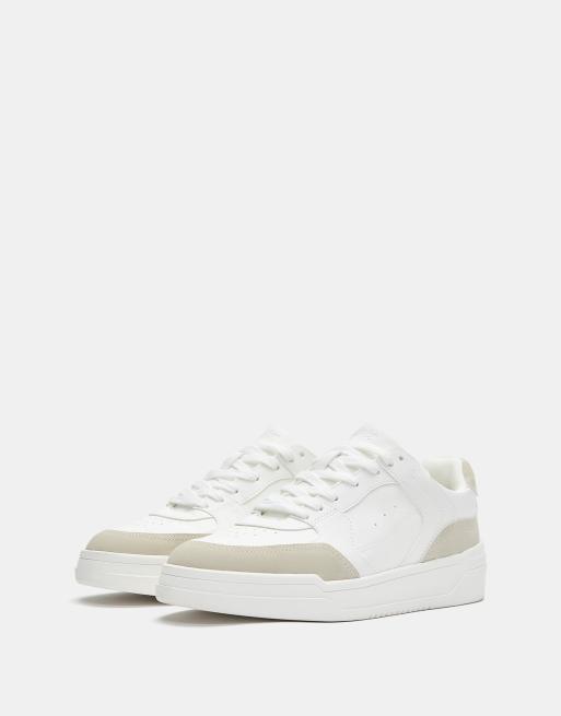 Pull&Bear – Mehrteilige Sneaker in Weiß mit dicker Sohle, 3 von 4