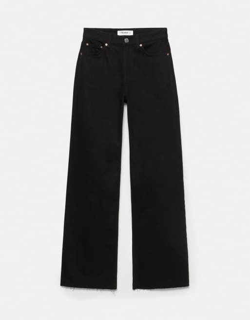 Pull&Bear - Melerede sorte jeans med brede lige ben, 6 af 7