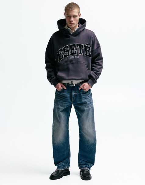 Pull&Bear – Mellanblå, baggy jeans med låg midja - view 1