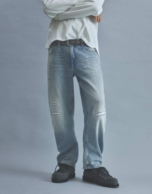 Pull&Bear – Mellanblå, baggy jeans med låg midja, 4 av 7