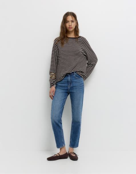 Pull&Bear – Mellanblå, bekväma jeans i slim fit - view 1