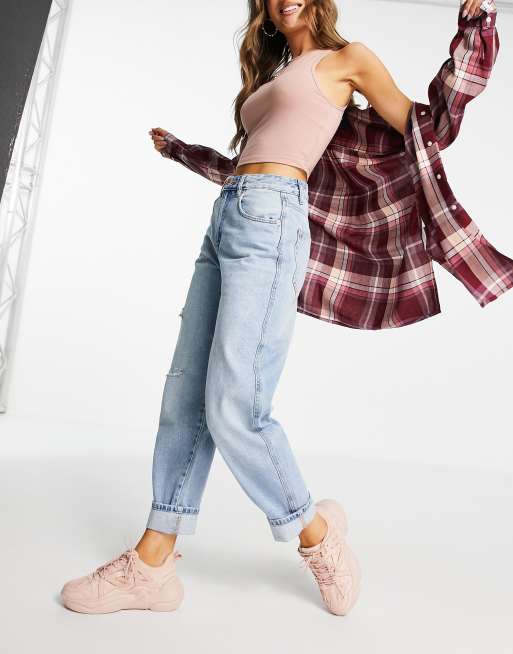 Pull&Bear – Mellanblå jeans med slouchy passform
