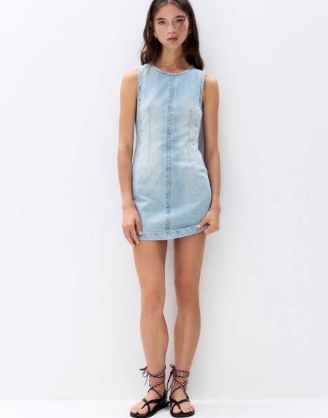 Pull&Bear – Mellanblå, kort jeansklänning - view 1
