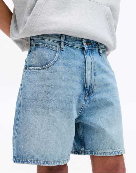 Pull&Bear – Mellanblå, korta jeansshorts i bermudastil - view 1