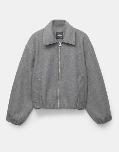 Pull&Bear – Mellangrå, mjuk bomberjacka - view 1