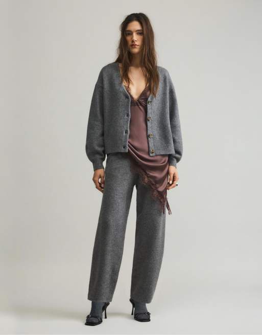 Pull&Bear – Mellangrå, mjukstickad kofta, 2 av 4