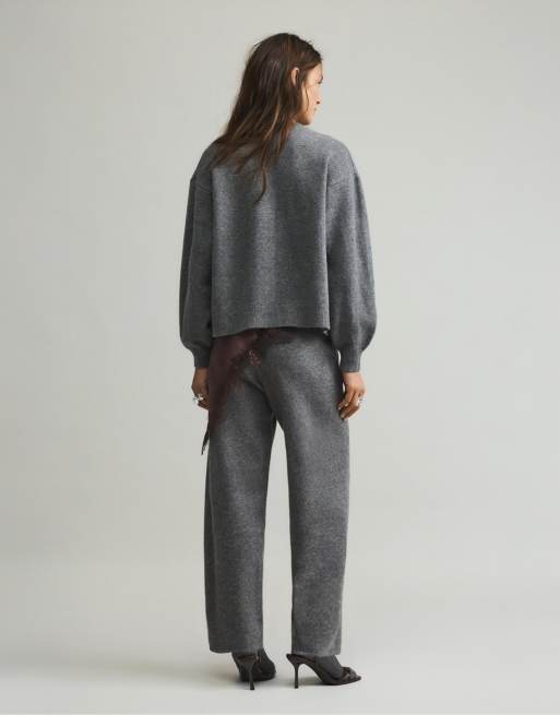 Pull&Bear – Mellangrå, mjukstickad kofta, 3 av 4