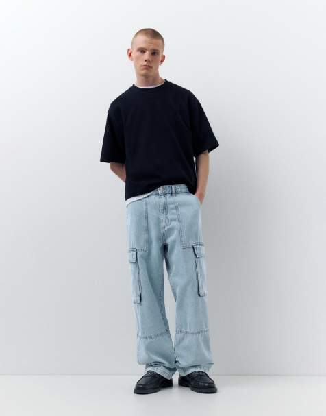 Pull&Bear - Mellemblå cargojeans med baggy fit - view 1