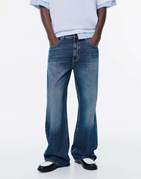 Pull&Bear - Mellemblå jeans med klokkeformede ben - view 1