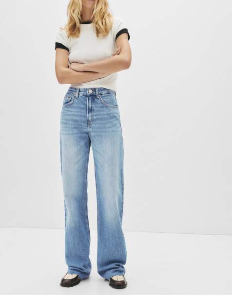 Pull&Bear - Mellemblå og højtaljede jeans med lige ben - view 1