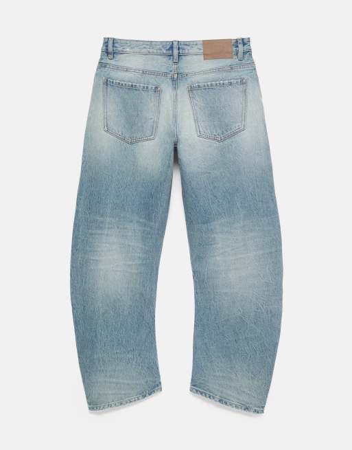 Pull&Bear - Mellemblå posede jeans med lav talje, 7 af 7