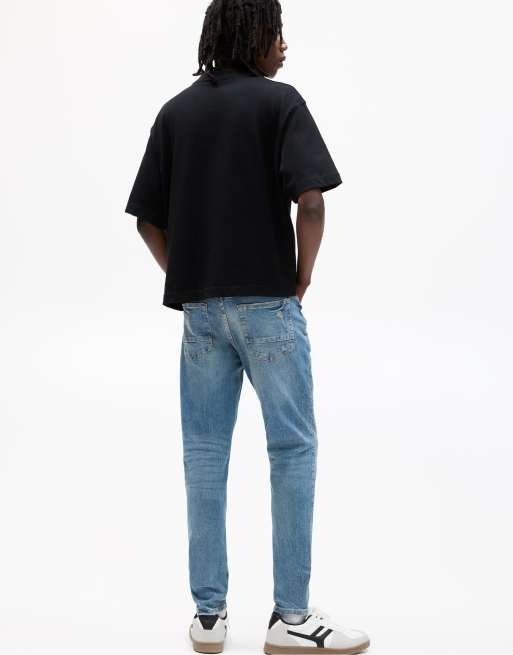 Pull&Bear - Mellemblå skinny-jeans med flænger, 2 af 4