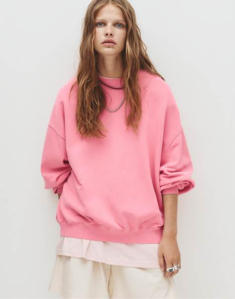 Pull&Bear - Mellempink sweatshirt med 'Pacific Republic'-mærke - view 1