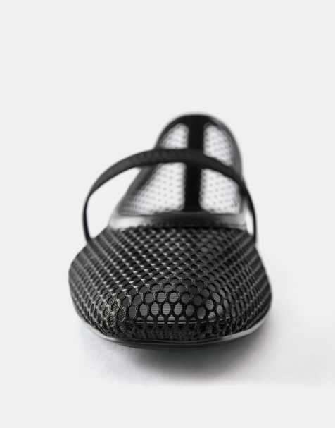 Pull&Bear Mesh-Ballerinas in Schwarz - view 1