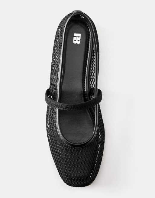 Pull&Bear Mesh-Ballerinas in Schwarz, 4 von 5