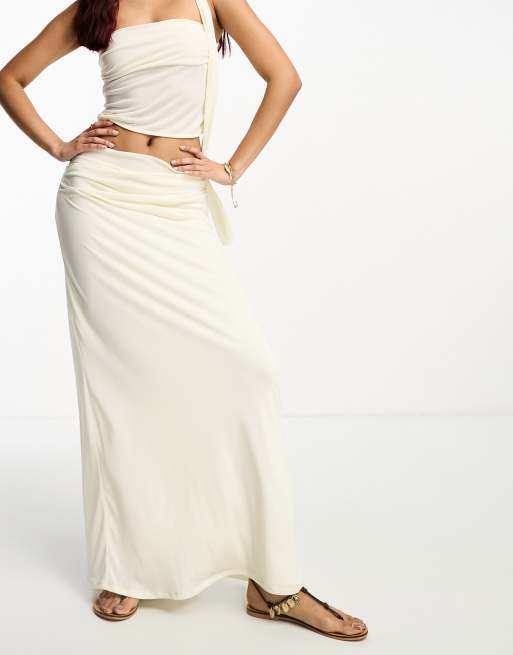 Pull&Bear mesh column skirt in white - part of a set