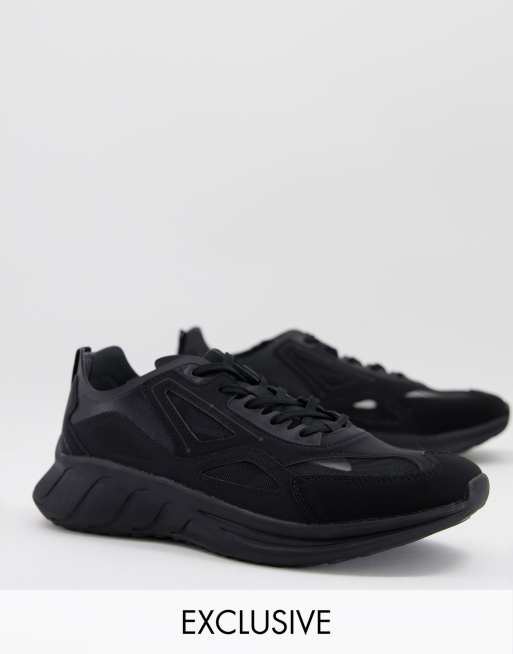 Pull&Bear mesh runner trainer in black Exclusive at ASOS