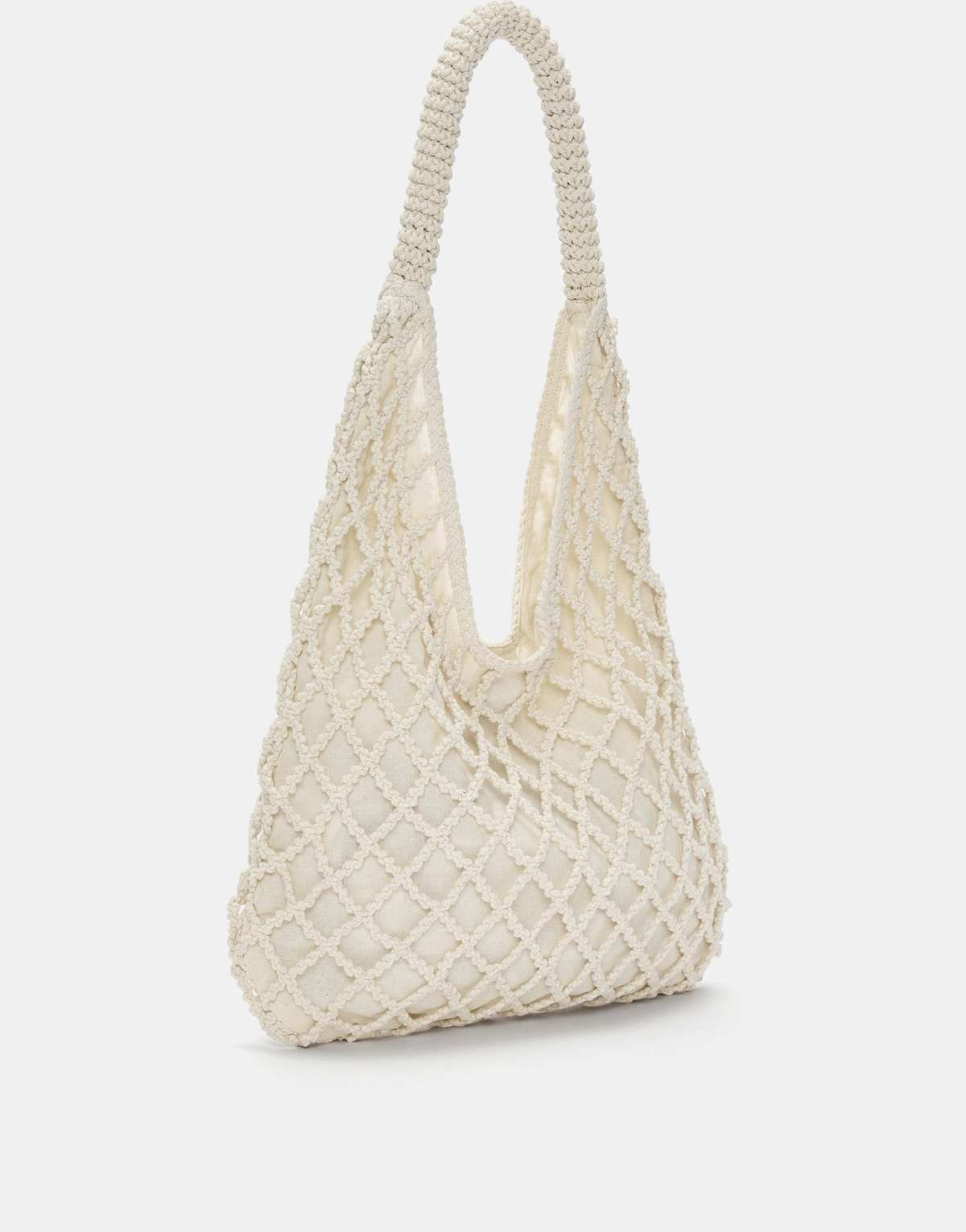 Pull&Bear mesh shoulder bag in ecru