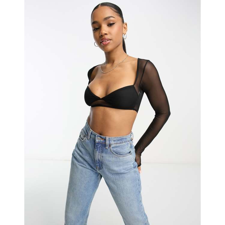 Mesh shirt cheap with bralette