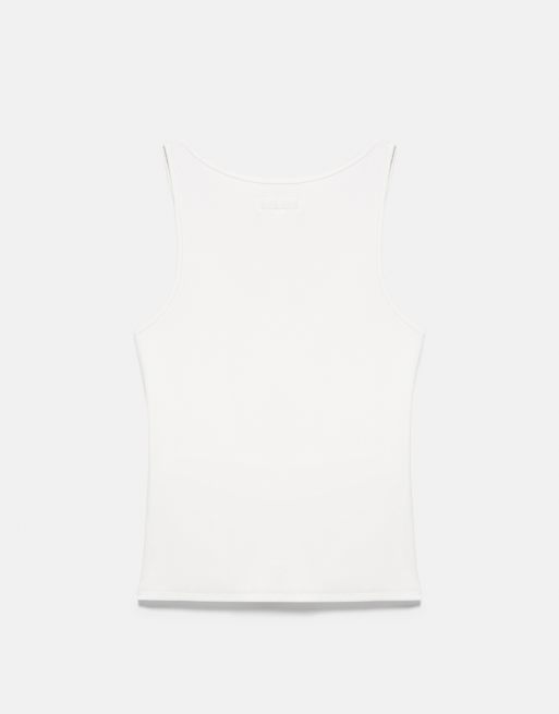 Pull&Bear Metal appliqué tank top in white, 7 of 7