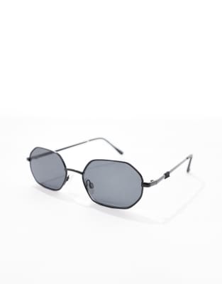 Pull & Bear Metal Frame Sunglasses In Black