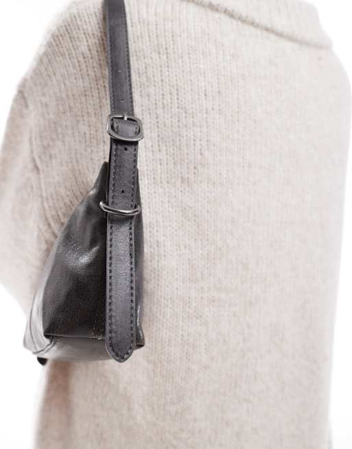 Pull&Bear metal strap detail shoulder bag in gray wash | ASOS
