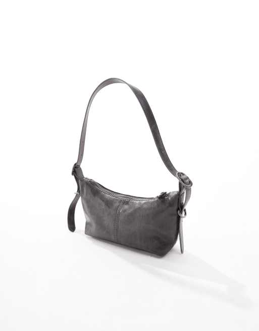 Pull&Bear metal strap detail shoulder bag in gray wash | ASOS