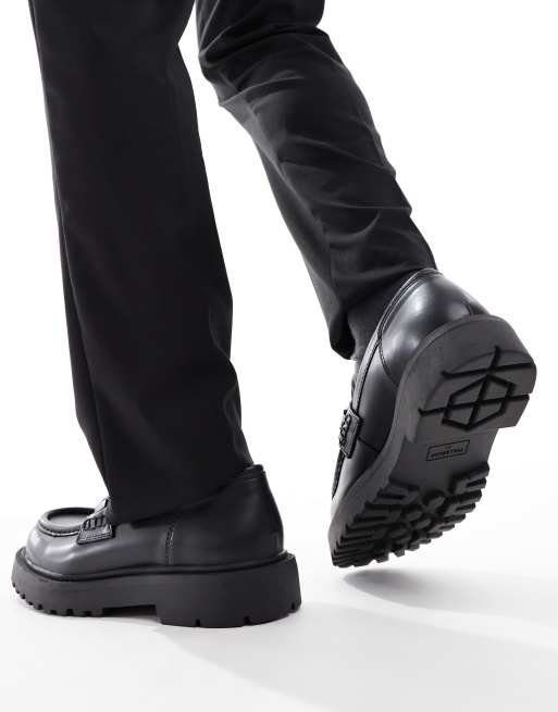 Pull&Bear metal trim loafers in black 
