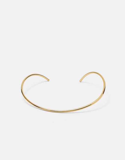Pull&Bear Metallic choker necklace in gold, 2 of 4