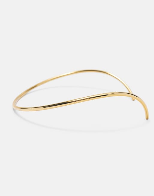 Pull&Bear Metallic choker necklace in gold, 3 of 4