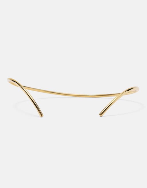 Pull&Bear Metallic choker necklace in gold, 4 of 4