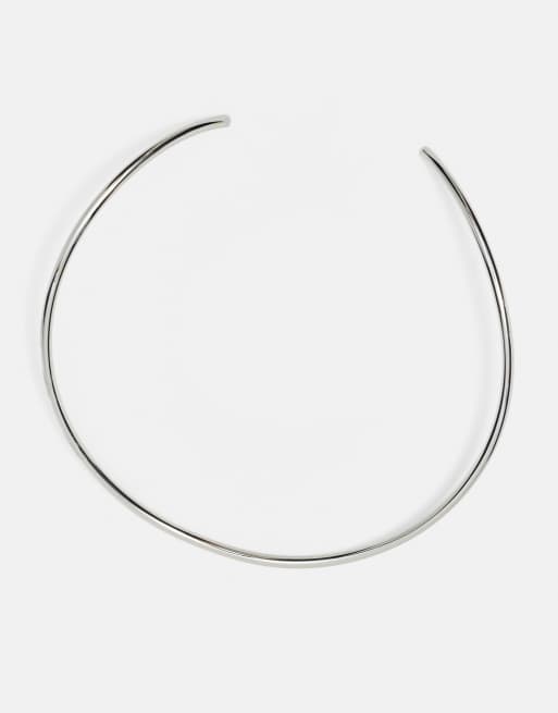 Pull&Bear Metallic choker necklace in silver, 2 of 5