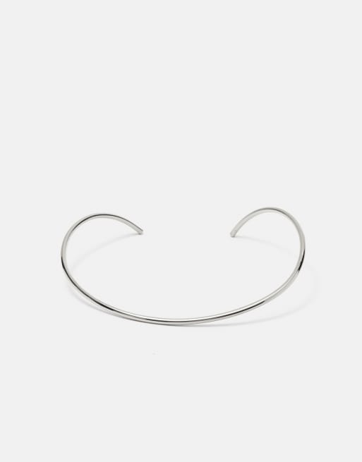Pull&Bear Metallic choker necklace in silver, 3 of 5