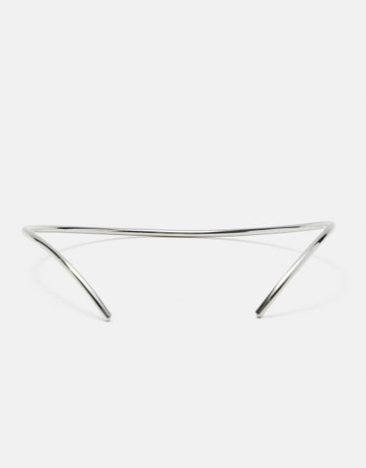 Pull&Bear Metallic choker necklace in silver, 5 of 5