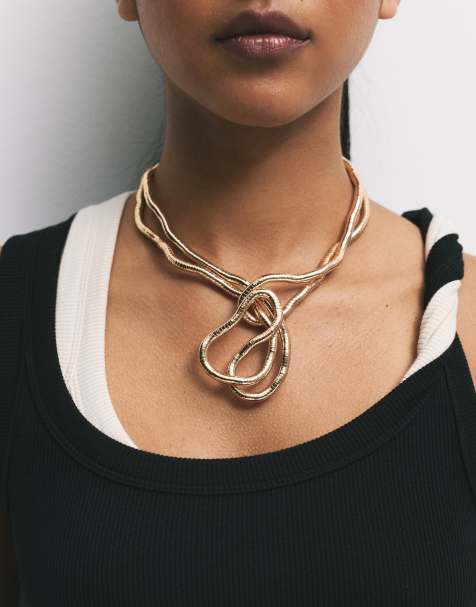 Pull&Bear – Metallic-Halskette in Gold - view 1