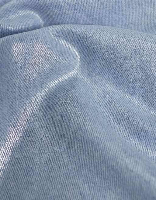 Silver store denim fabric