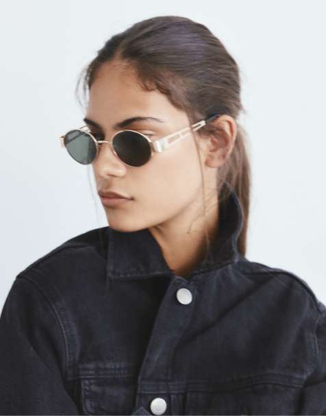 Pull&Bear Metallic oval sunglasses in gold