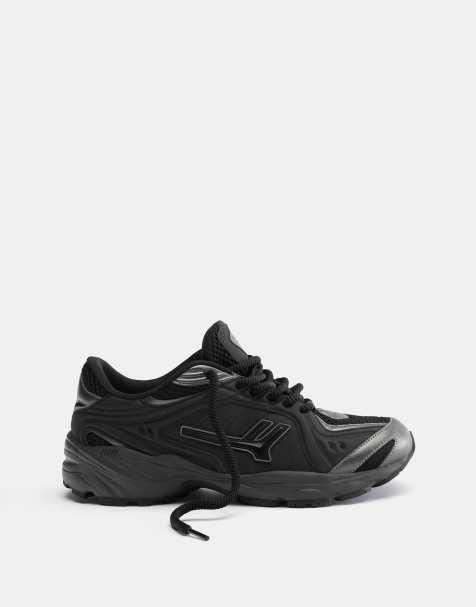 Pull&Bear – Metallic-Sneaker in Schwarz - view 1