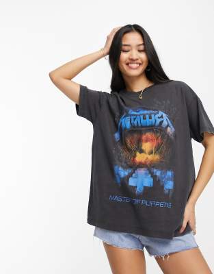 Pull Bear metallica T shirt In Charcoal gray ModeSens