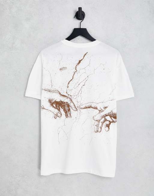 Pull&Bear Michelangelo graphic oversized t-shirt in white