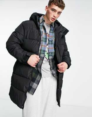 mid length black puffer coat