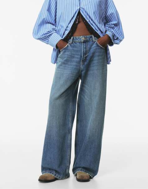 Pull&Bear Mid-rise baggy jeans in dark blue - view 1