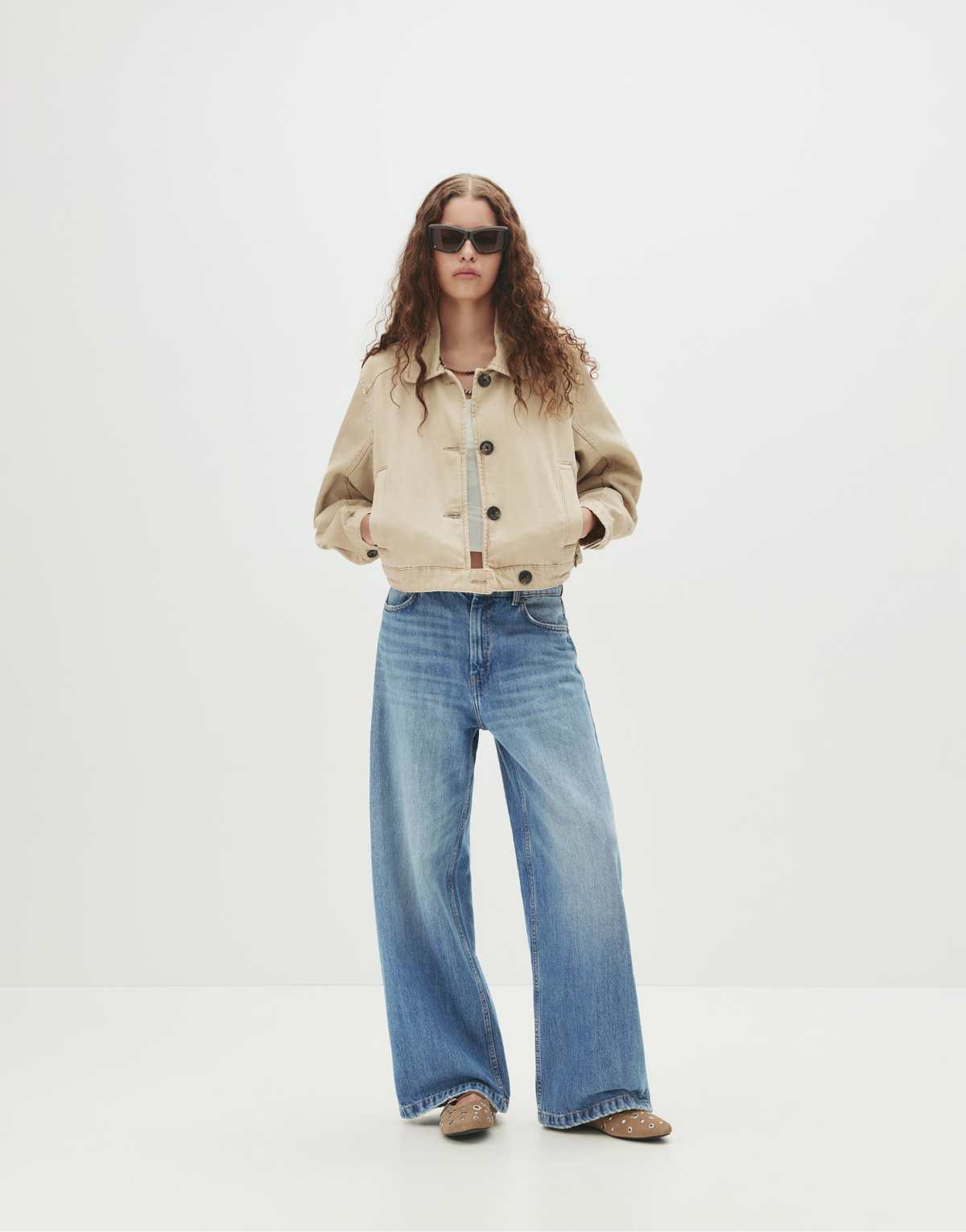 Pull&Bear Mid-rise baggy jeans in medium blue