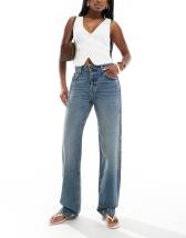 ★DRAW FIT★ Semi Low Rise Wide Jeans [LIGHT BLUE] Bring The Style Low Rise Wide Leg Jeans Light Blue Wash