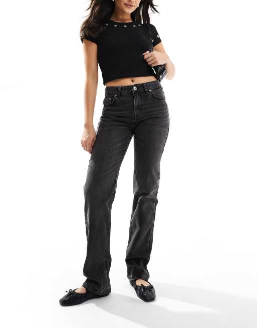 Black clearance straight jean