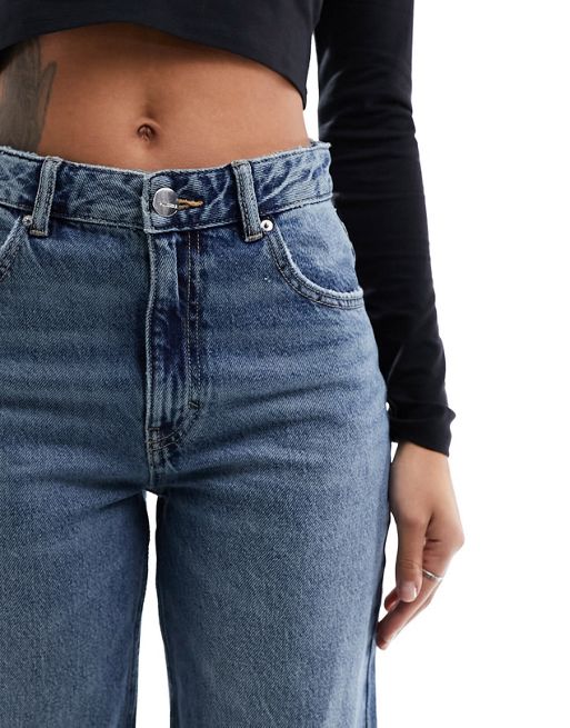 Mid-rise straight-leg jeans with front cut-out detail - PULL&BEAR